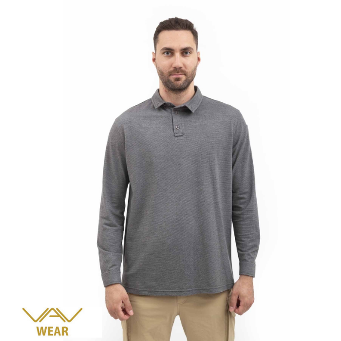 VAV%20Tlac-04%20Polo%20Yaka%20Uzun%20Kol%20Tişört%20Gri%20S