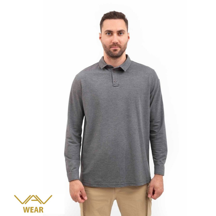 VAV%20Tlac-02%20Polo%20Yaka%20Uzun%20Kol%20Tişört%20Koyu%20Füme%20M