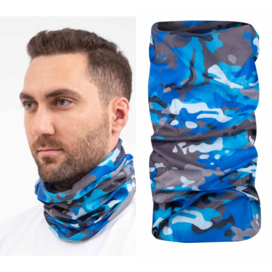 VAV BUFFO01 Boyunluk, Bileklik Bandana Mavi - Gri